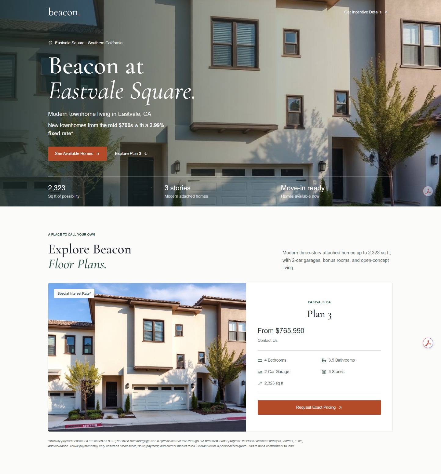 Beacon at Eastvale Square landing page design preview