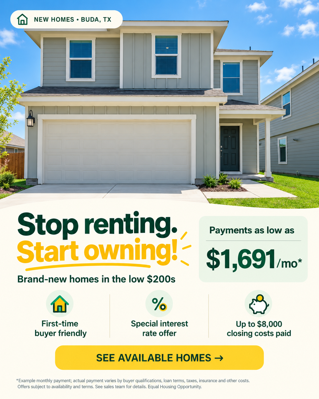 Buda new homes campaign